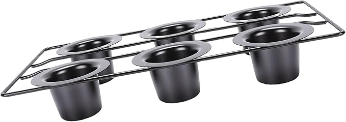 Bewinner 6 Cup Non Stick Popover Pan | Carbon Steel Bakeware for Muffins, Cupcakes & Pudding, Easy, Dishwasher Safe