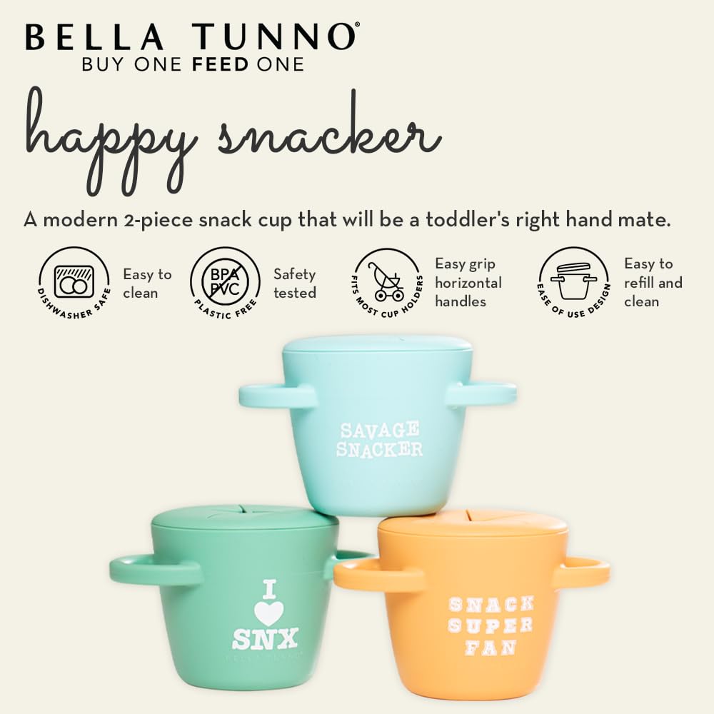 Bella Tunno Snack Cups for Toddlers, Silicone Spill Proof Food Container with Lid, Babies & Kids 6-12 Months, Snaccidents