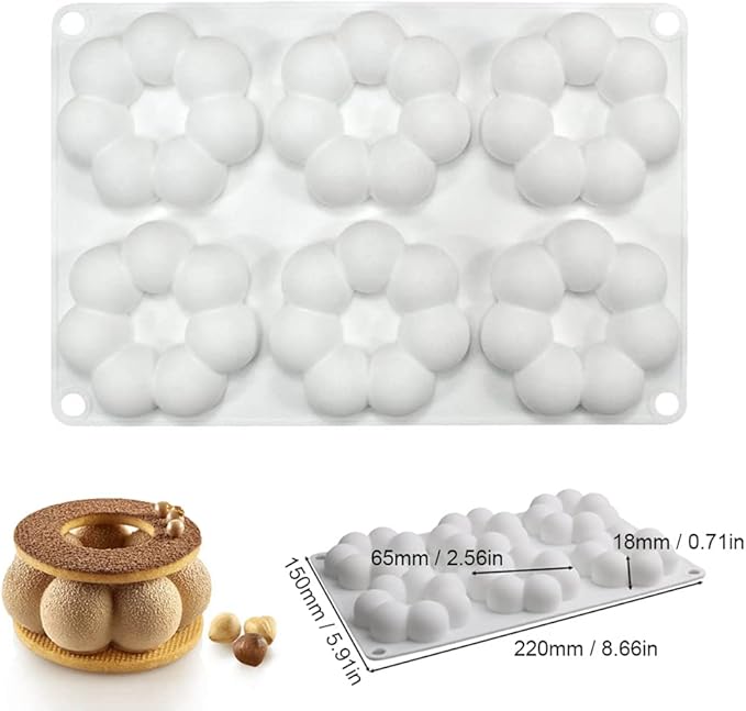 Silicone Donut Pan for Baking, Non-Stick DIY Mousse Donut Making Mold, Chocolate Cupcake Decorating Supplies Tools (6-Cavity-Small)