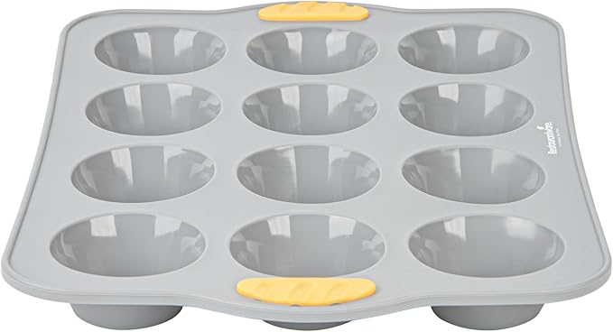 Restaurantware Silicone Baking Molds Pack of 40 Non-Stick Muffin Molds with Handles 12 Compartments, Oven-Friendly Dishwashable Freezer-Friendly Heat-Resistant Gray Silicone Cupcake Muffin Pans