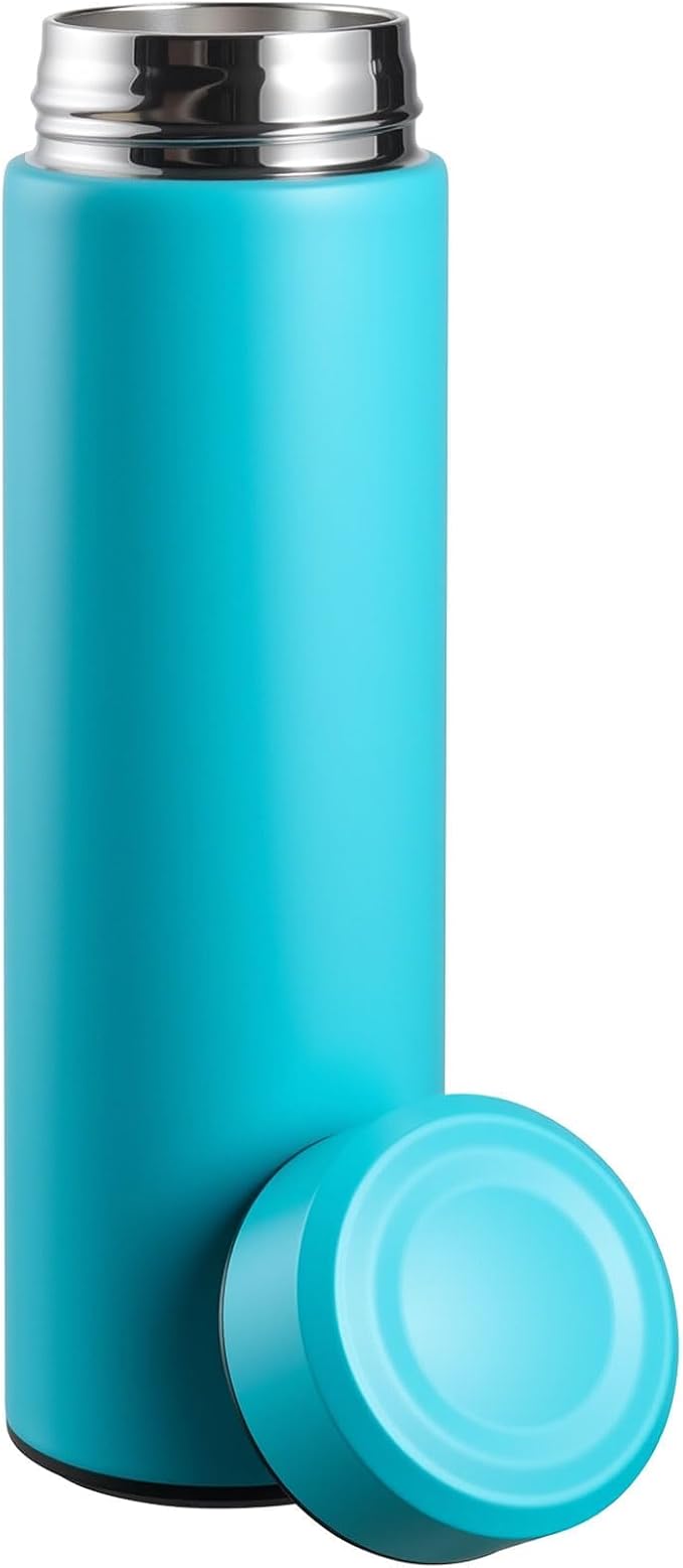 PARACITY Insulated Water Bottle, 15 oz Stainless Steel Water Bottles for Double Wall Vacuum Hot Drinks, Metal Water Bottle Keeps Hot for 12 Hrs, Cold for 24 Hrs, for Coffee, Tea (light blue)