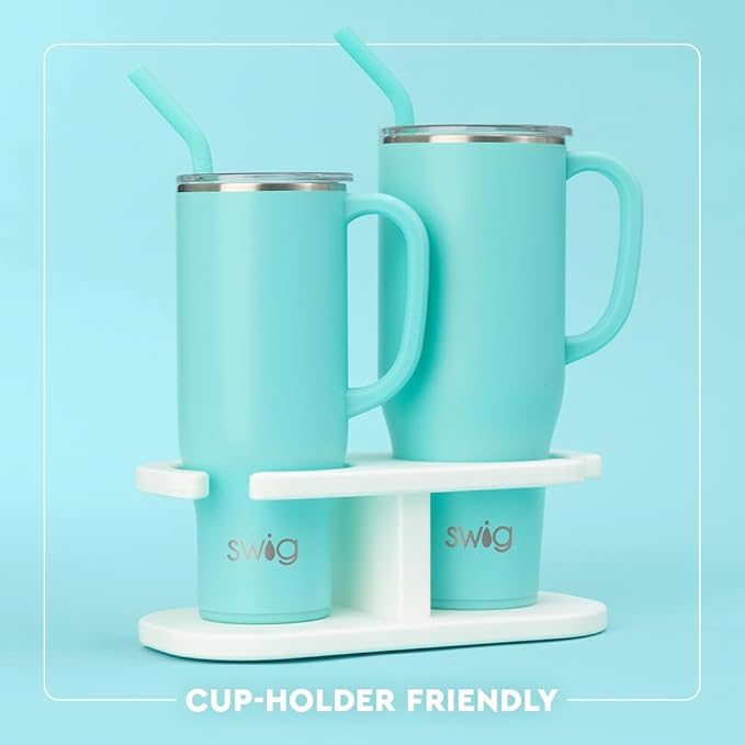 Swig Life 40oz Mega Mug, 40 oz Tumbler with Handle and Straw, Cup Holder Friendly, Dishwasher Safe, Extra Large Insulated Tumbler, Stainless Steel (Moon Shine)