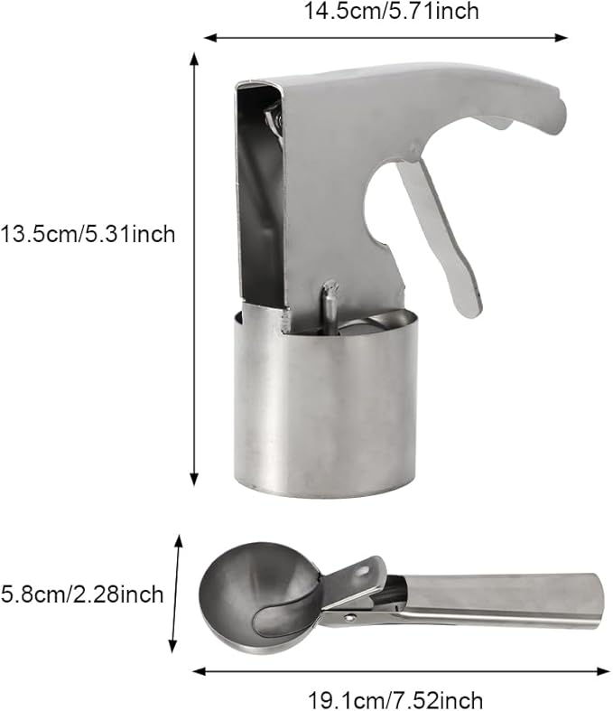 Ice Cream Scoop Set, Stainless Steel Ice Cream Ball Making Spoon, Old Time Cylindrical Scoop with Trigger Release, Cookie Dough Scoop for Frozen Yogurt Gelatos Sundaes(size:2pcs)