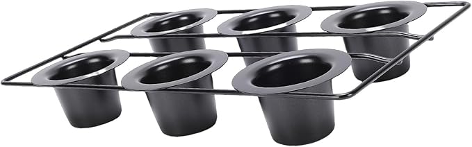 GOTOTOP 6 Cup Popover Pan, Non Stick Carbon Steel Bakeware, Perfect for Muffins and Popovers, 22.5x40.5cm Size for Home Bakers