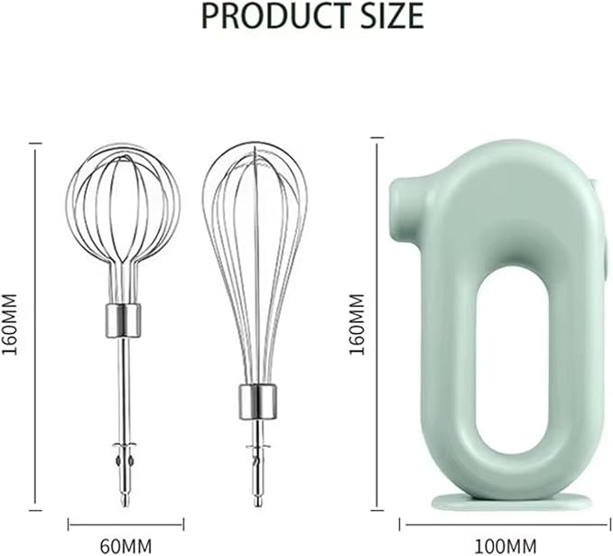 Portable Handheld Mixer, USB Electric Blender with 2 Mixing Heads - Wireless Rechargeable Food Mixer, Dough Stirrer, Eggbeater & Whisk for Kitchen, Baking, Cooking(WHITE)