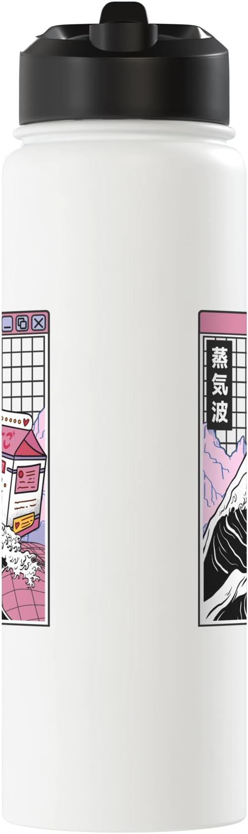 Strawberry Milk Carton Great Wave Kawaii Vaporwave Anime Stainless Steel Insulated Water Bottle