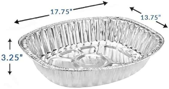 Disposable Oval Roasting Pan - Durable Turkey Roaster Pans Extra Large, Heavy-Duty Aluminum Foil, Deep, Oval Shape for Chicken, Meat, Brisket, Roasting, Baking, Recyclable (100)