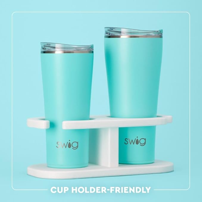Swig Life 32oz Insulated Tumbler, Travel Coffee Tumbler with Lid, Cup Holder Friendly Travel Coffee Mug, Stainless Steel, 32 oz, Reusable Insulated Mug with Lid (Flourish)