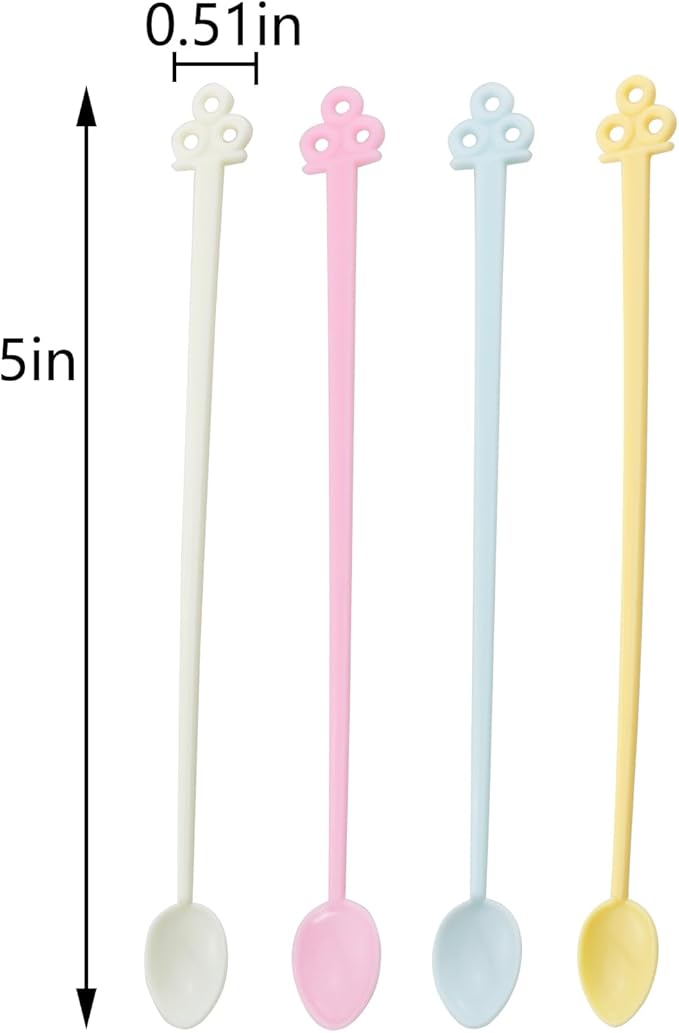 30PCS 5Inch Mini Plastic Coffee Stirrers Colourful Disposable Drink Stirrers Yoghurt Jam Spoons Multi Colour Assortment For Tea Honey Milk Cocktails