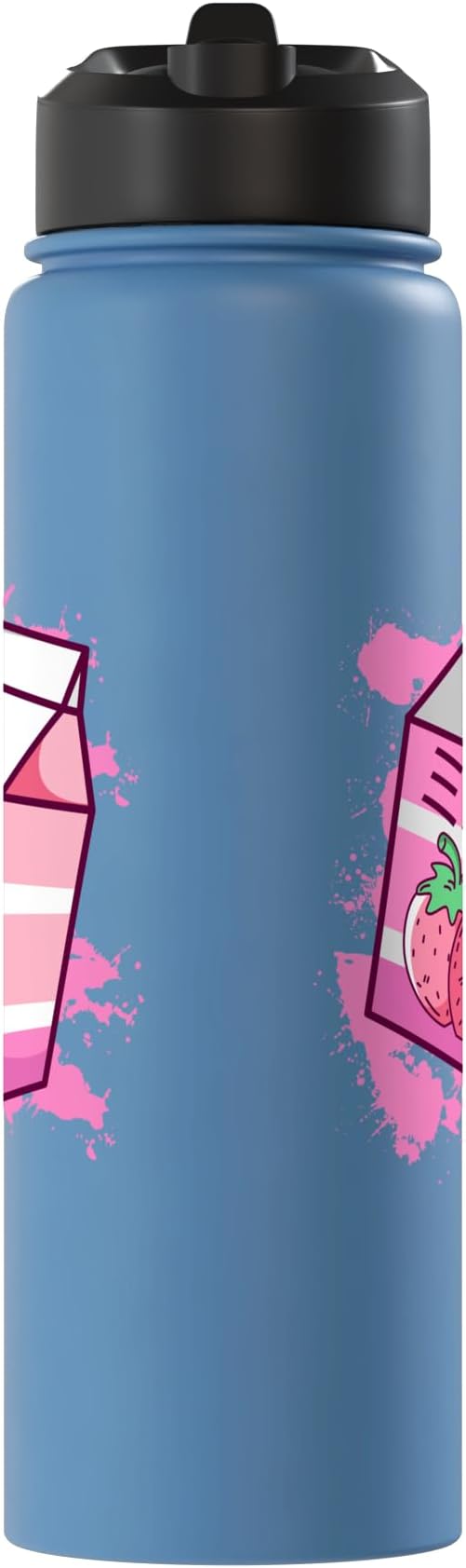 Kawaii Japanese Pink Retro 90s Strawberry Milk Carton Stainless Steel Insulated Water Bottle