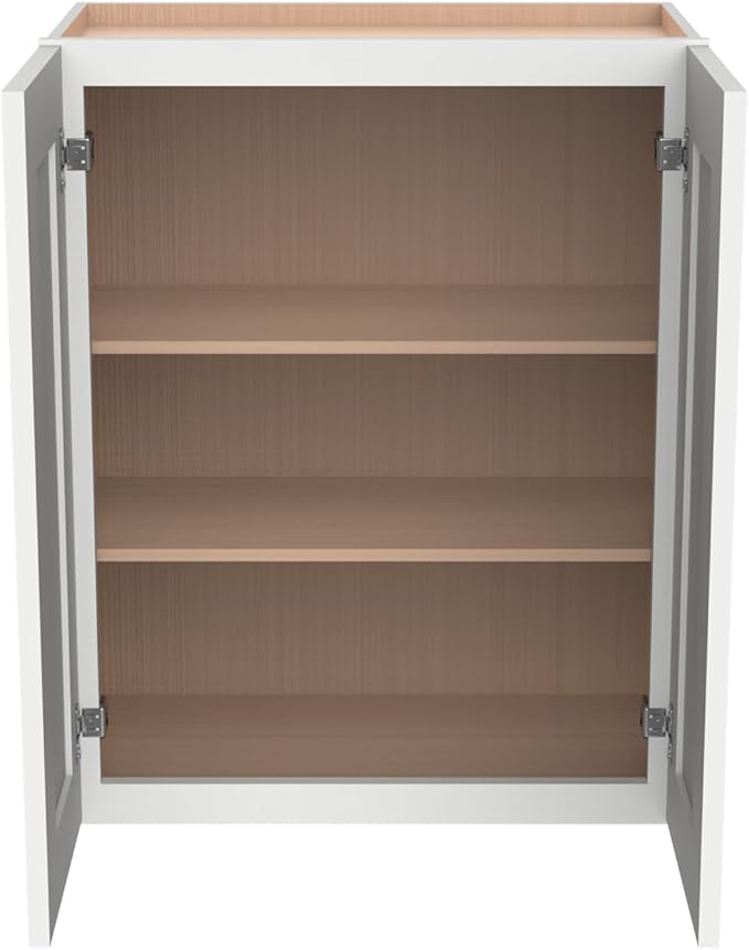 Wall-Mounted Cabinet – Solid Wood Shaker Style Medicine Cabinet with Adjustable Shelves & Soft-Close Doors for Bathroom, Kitchen, and Office Storage (Origami White, 42" W x 12" D x 36" H)