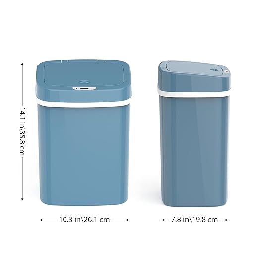 Touchless Motion Sensor Trash Can with Sealing Lid Automatic Soft Close Silent Bathroom Kitchen Office Waste Bin Narrow Rectangular ABS Hands Free Smart Home Garbage Container (Blue)
