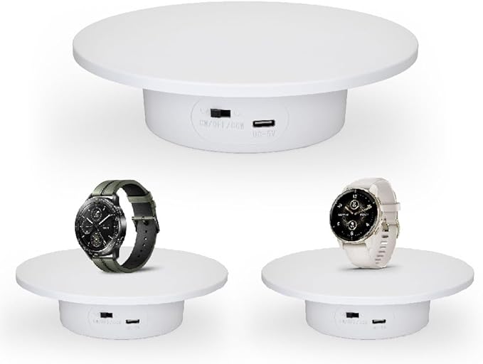 Motorized Rotating Display Stand 7.87 in 360 Degree Electric Rotating Turntable for Photography Products, Jewelry, 3D Model Rechargeable and Plug in Cup Display Turner