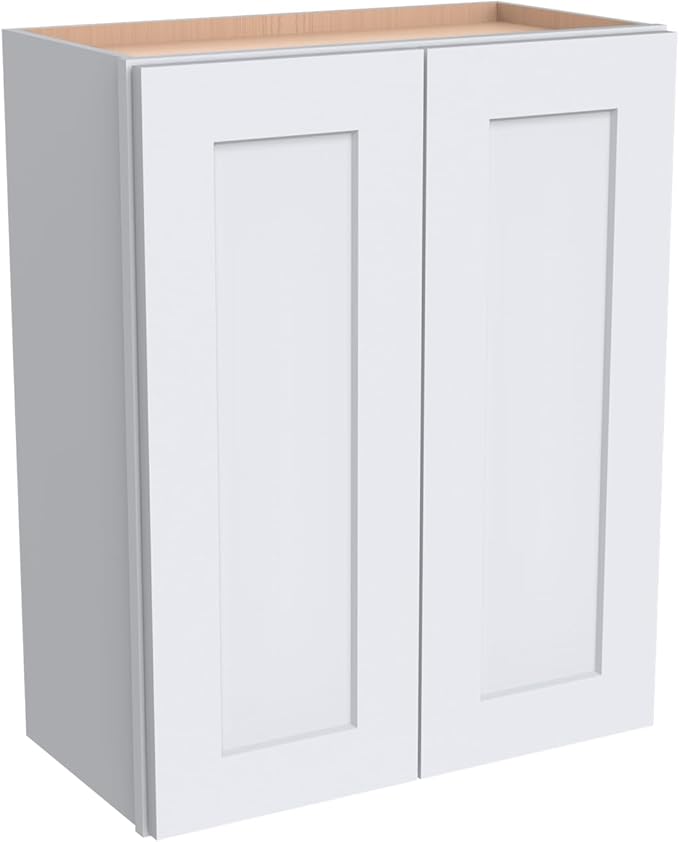 Wall-Mounted Cabinet – Solid Wood Shaker Style Medicine Cabinet with Adjustable Shelves & Soft-Close Doors for Bathroom, Kitchen, and Office Storage (White, 30" W x 12" D x 30" H)