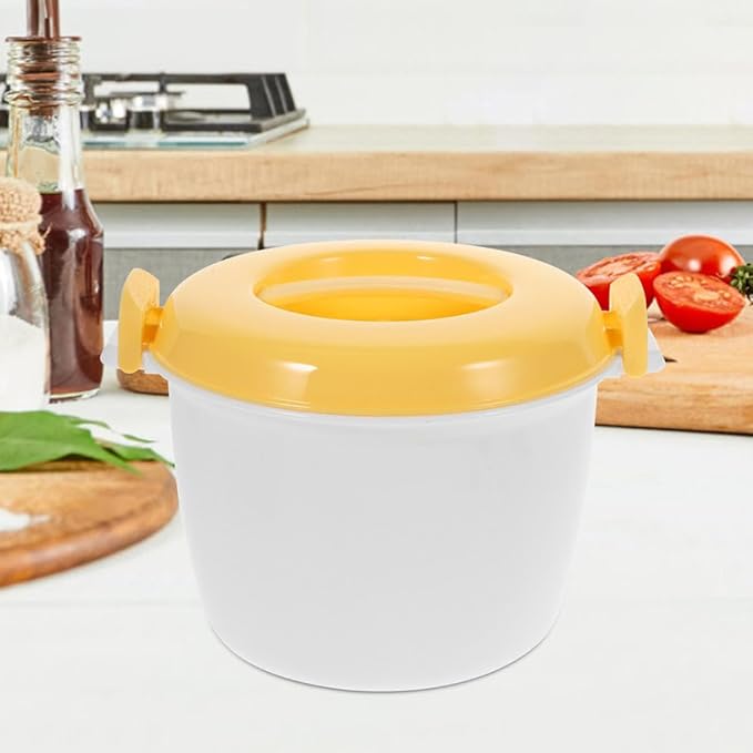 PRETYZOOM Microwave Rice Cooker Large Capacity Insulated Lunch Box with Spoon Portable Steaming Pot for Home Office Dormitory Cooking