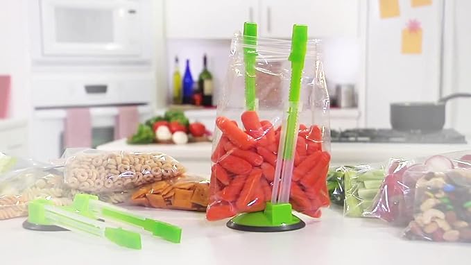Ruibo Baggy Rack Holder For Food Prep/Ziplock Bag, Meal Planning/Plastic Freezer Bag Holders Stand, Green, Pack of 4 - 4 Pcs