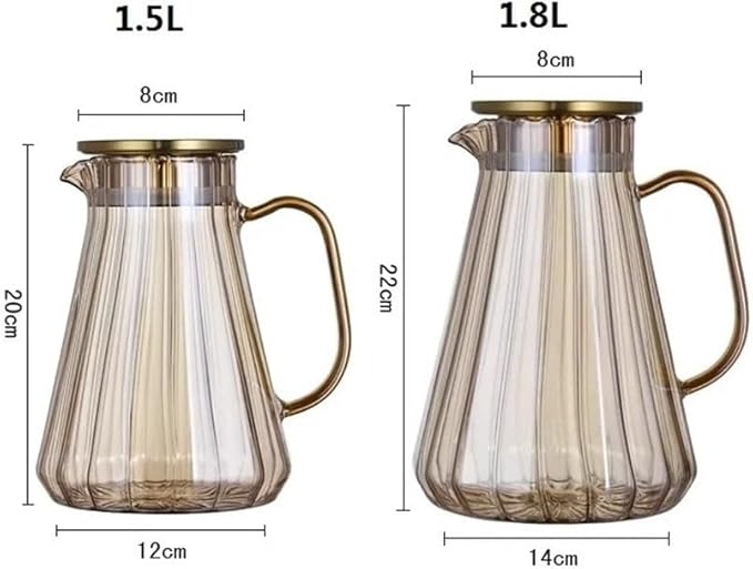GLigeT Iced Tea Pitcher Household Large Capacity Glass Water Kettle, Creative Drinkware Pitcher for Cold Water, Juice, Milk, Coffee, Tea Pot, 1.5L Or 1.8L Water Jug(Small)