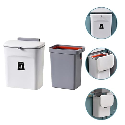 Wall-Mounted Kitchen Compost Trash Can 9l with Sealed Lid and Removable Inner Bucket Plastic Garbage Bin for Indoor Waste Storage