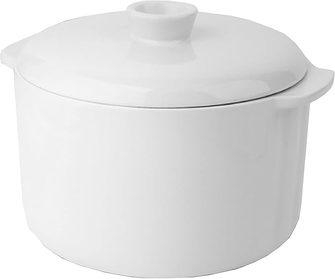 TAYAMA 1 Qt. White Mini Ceramic Stew Cooker with Pre-Settings and Built-In Timer, Small