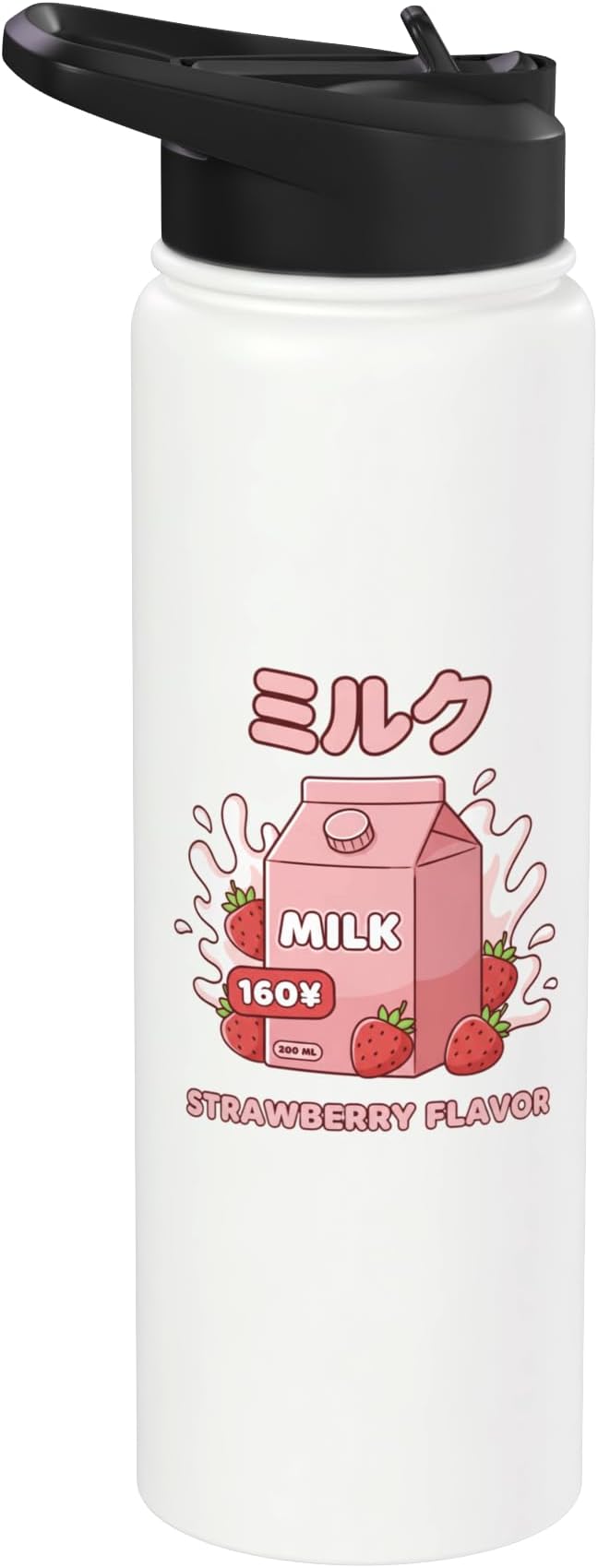 Strawberry Flavor Milk Cartoon Japanese Kawaii Stainless Steel Insulated Water Bottle
