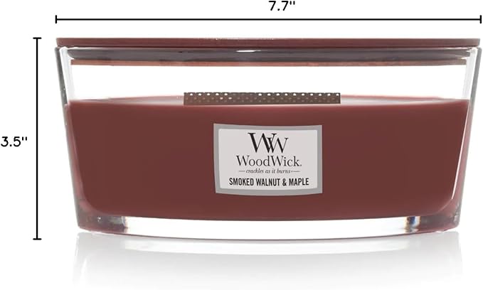 WoodWick Smoked Walnut & Maple Holiday Candle Gifts for Women and Men, 16 oz Ellipse Candle with Crackling Wick