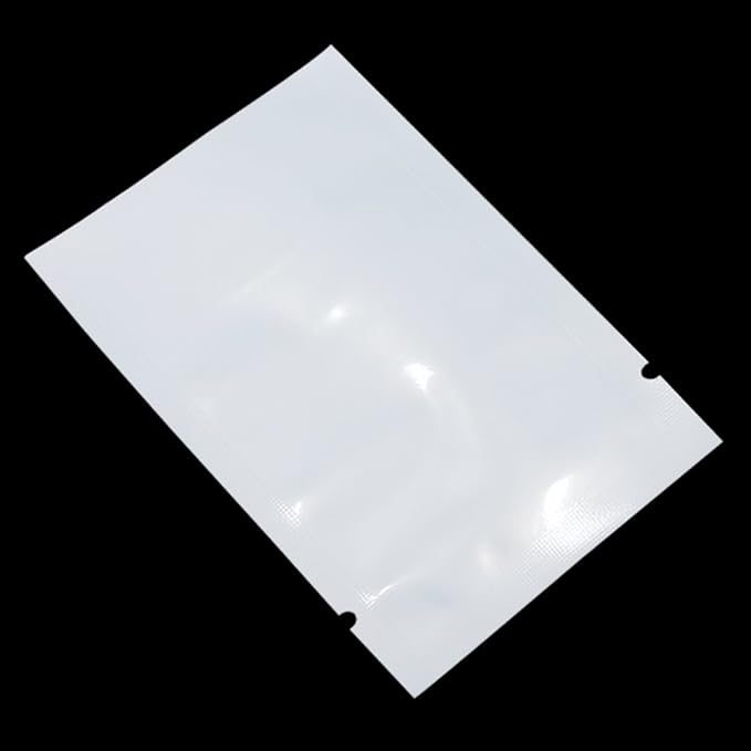 PABCK 200 Pcs 3.1x4.7 inch (Usable Size 2.75x4.3 inch) White Front Clear Open Top 2.8mil Plastic Vacuum Pouch Heat Sealable Bags for Food Storage Packets Mini Sample with Tear Notches