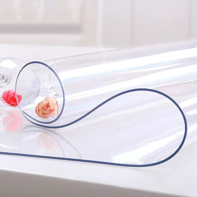 NECAUX Custom 16 x 55.2 Inch Clear Desk Cover Protector, 1.5mm Thick Plastic Heavy Duty Table Pad Desk Mat Desk Protector for Office Computer Writing Desk, Sofa Table, Media Stand, Coffee Table