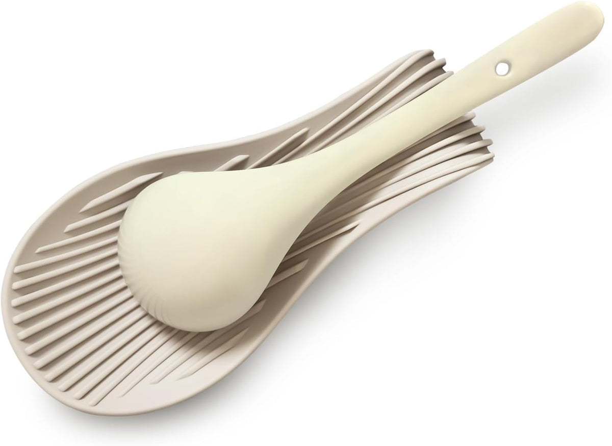 Stove Top Spoon Rest - Heat Resistant & Non-Slip Silicone Holder for Kitchen Counter, Large Cooking Utensil Rest(Khaki)