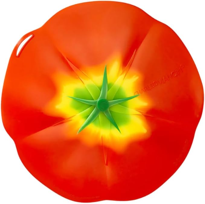 Charles Viancin - Tomato Silicone Lid for Food Storage and Cooking - 9''/23cm - Airtight Seal on Any Smooth Rim Surface - BPA-Free - Oven, Microwave, Freezer, Stovetop and Dishwasher Safe