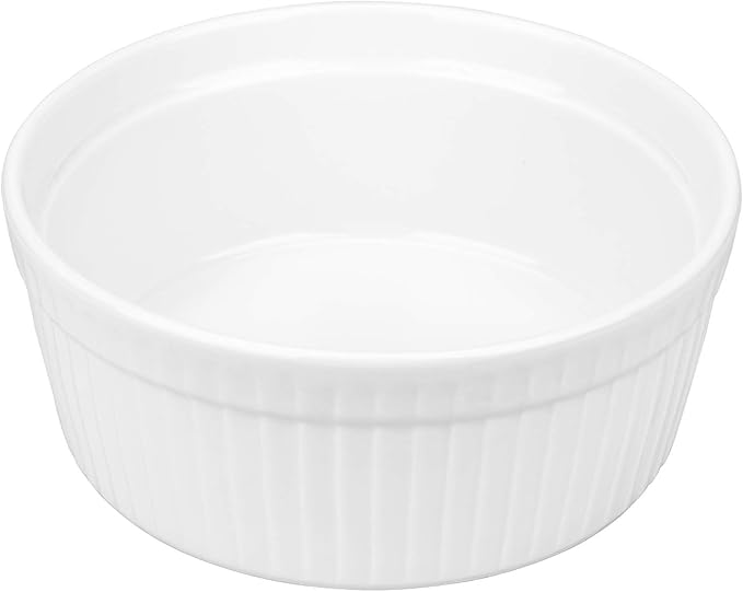 Foraineam 2 Pack Large Porcelain Souffle Ramekins, 48 Ounce, 1.5 Quarts White Bakeware Ramekin Set for Baking, Cooking, Serving and More