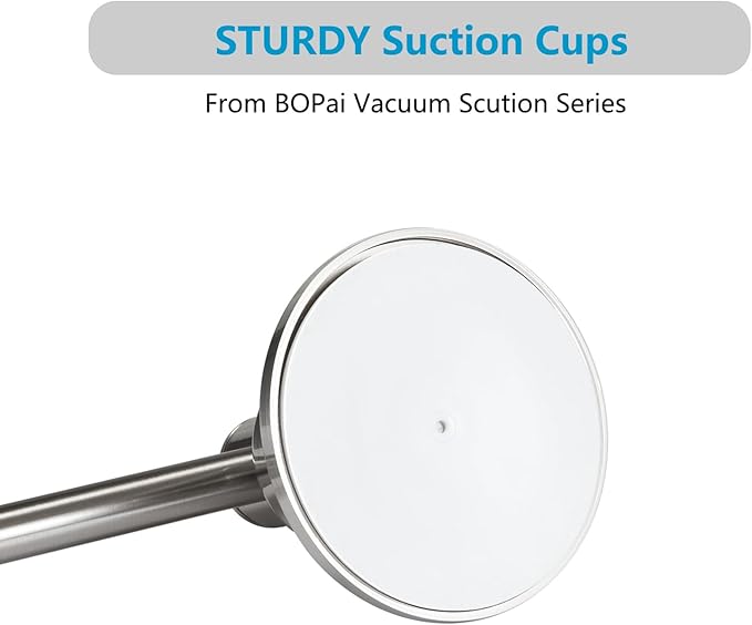BOPai Extendable Suction Cup Towel Bar 17-28.5", Removeable Shower Door Mat Rod, Brushed Nickel