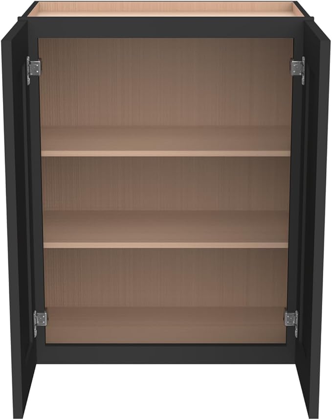 Wall-Mounted Cabinet – Solid Wood Shaker Style Medicine Cabinet with Adjustable Shelves & Soft-Close Doors for Bathroom, Kitchen, and Office Storage (Charcoal Black, 39" W x 12" D x 36" H)