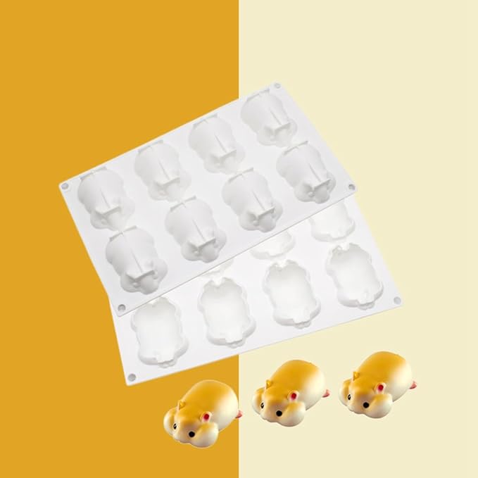 Silicone Mold for Baking Cakes,Soap Molds,Flower Shape Silicone Molds for Homemade French Dessert Mold for Pastry Chocolate,Jelly Chocolate Mold ＆ Ice Cube Tray (I_ Hamster)