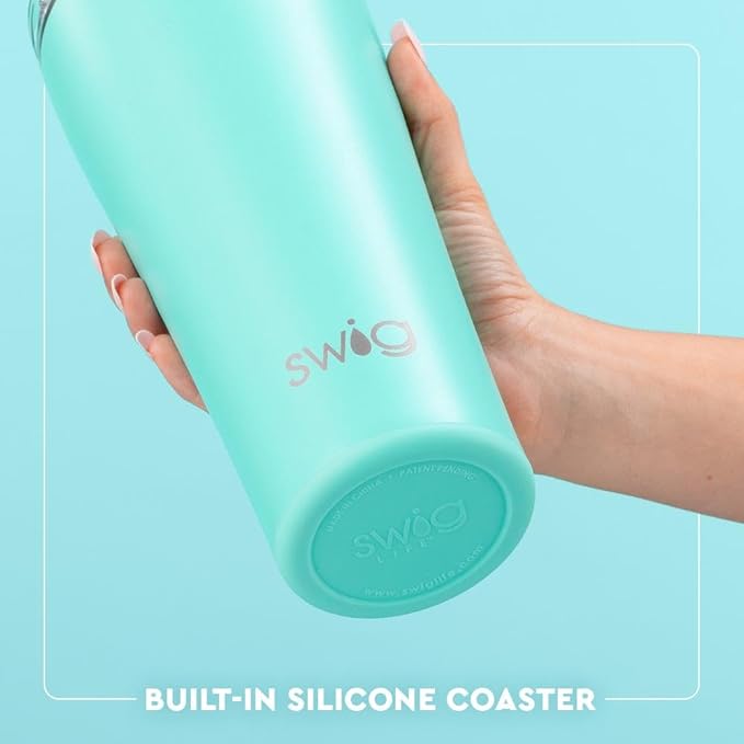 Swig Life 32oz Insulated Tumbler, Travel Coffee Tumbler with Lid, Cup Holder Friendly Travel Coffee Mug, Stainless Steel, 32 oz, Reusable Insulated Mug with Lid (Strawberry Shortcake)