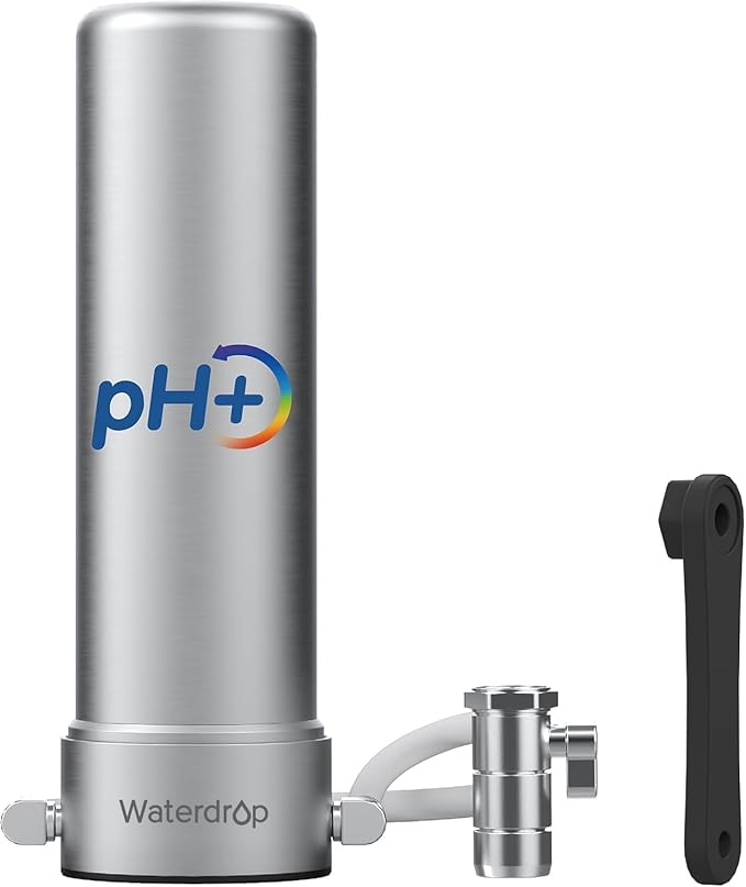 Waterdrop CTF-04 Alkaline Water Filter for Sink Faucet, NSF/ANSI 42 Certified Countertop Water Filter System, 5-Stage Stainless Steel Faucet, Reduces 99% Chlorine, 8000 Gallons, 1 Filter