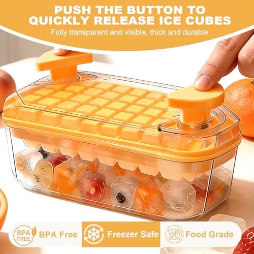 Plastic Ice Cube Trays with Bin and Scoop for Freezer+ Ice Cube Tray