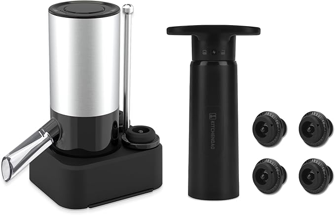 KITCHENDAO Rechargeable Electric Wine Aerator Dispenser and Wine Saver Pump with Sound Indicator