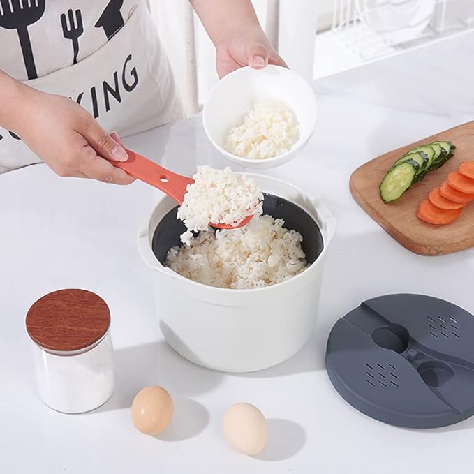Microwave Rice Cooker, 2L Microwave Rice Steamer Pasta Cooker, Food Grade PP Microwave Rice Cooker, Strainer and Steamer Pot Set,4PCS(COLOR:orange), 22351076