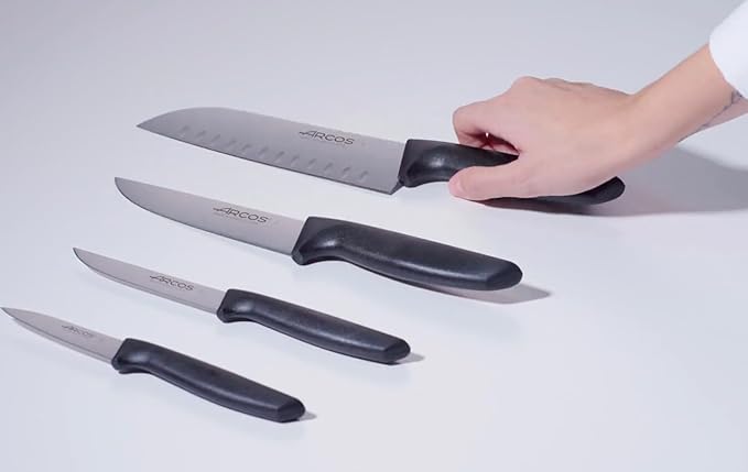 Arcos Vegatable Knife 4 Inch Stainless Steel. Professional Vegetable Knife for Peeling Fruits and Vegetables. Ergonomic Polyoxymethylene Handle and 110 mm Blade. Series Niza. Color Black