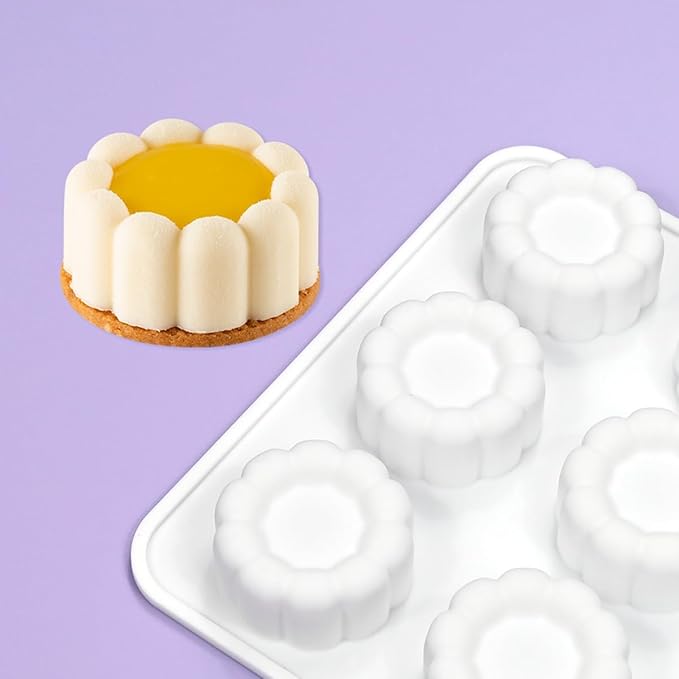 mostsom Silicone Molds Mousse Molds 3D Flower Border Cylinder Silicone Baking Mold DIY Mousse Fondant Mould Cake Decorating Tools for Kitchen Accessories (B_ Flower Cylinder)