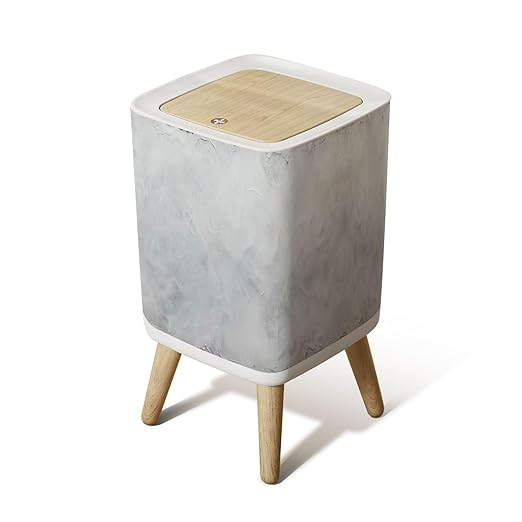 Small Trash Can with Lid watercolor art Old paper White stone surface Stucco Wall Watercolour Wastebasket with Press Cover Dog Proof Garbage Can Waste Bin for Kitchen Bathroom Nursery 2.6 Gallon