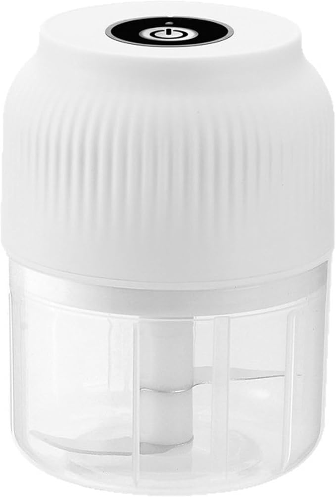 Electric Garlic Chopper, Rechargeable Cordless, Mini Portable Veggie Chopper with 2 Blades And Usb, Electric Garlic Masher for Mashing Onion Garlic Chili Ginger Fruits(White)