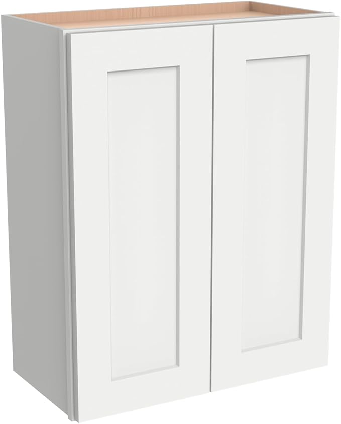 Wall-Mounted Cabinet – Solid Wood Shaker Style Medicine Cabinet with Adjustable Shelves & Soft-Close Doors for Bathroom, Kitchen, and Office Storage (Origami White, 39" W x 12" D x 30" H)