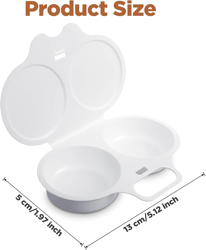 Egg Poacher Microwave,White Microwave Egg Poacher 2 Eggs,2 Cavity Nonstick Poached Eggs Maker With Lid,Microwaves Egg Cooker 2 Eggs,Kitchen Dining Specialty Cookware