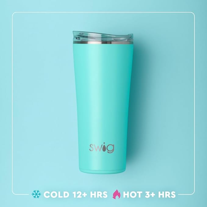 Swig Life 22oz Insulated Tumbler, Travel Coffee Tumbler with Lid, Cup Holder Friendly Travel Coffee Mug, Stainless Steel (Fresh Cut)