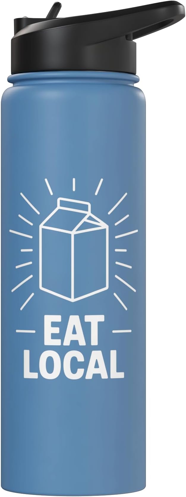 Funny Eat Local Milk Carton Minimalist Saying Stainless Steel Insulated Water Bottle