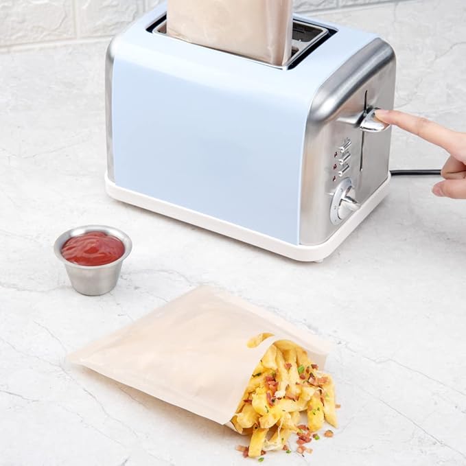 Restaurantware Bag Tek 6.5 x 6.3 Inch Toaster Bags 10 Small Toaster Sandwich Bags - Multipurpose Non-Stick Kraft Plastic Toaster Sleeves Semi-Disposable