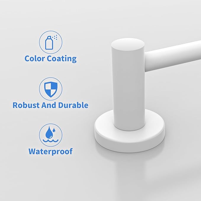 Adjustable Single Bath Towel Bar 23.6 to 42 Inch, ZUEXT Oil Rubbed White Stainless Steel Towel Holder Hanger,Expandable Wall Mounted Towel Rail for Bathroom Kitchen Washroom,1" Tube Towel Rail Racks