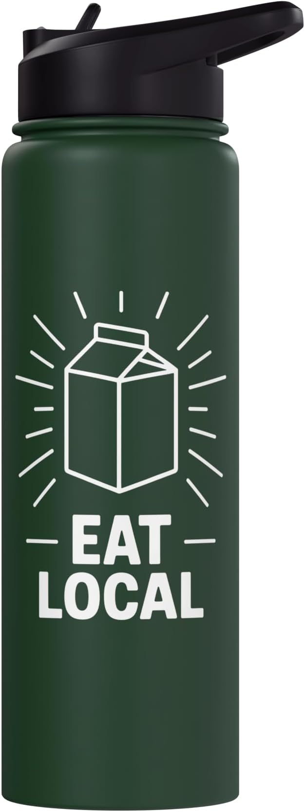 Funny Eat Local Milk Carton Minimalist Saying Stainless Steel Insulated Water Bottle