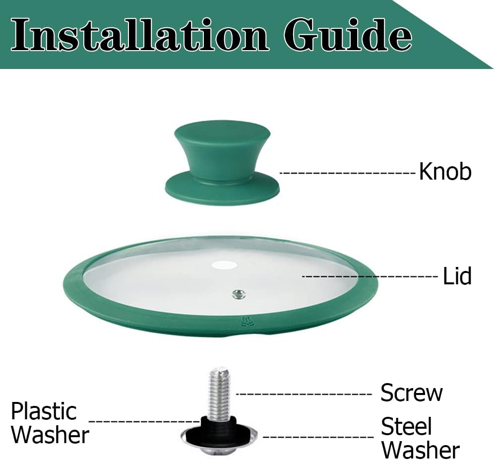 JoyTube Universal Pot Pan Lids Replacement Knob, Silicone Heat Resistant Pan Cover Holding Handles BPA Free Dishwasher Safe Fits Skillets and Kitchen Cookware (Pack of Two-Blackish Green)